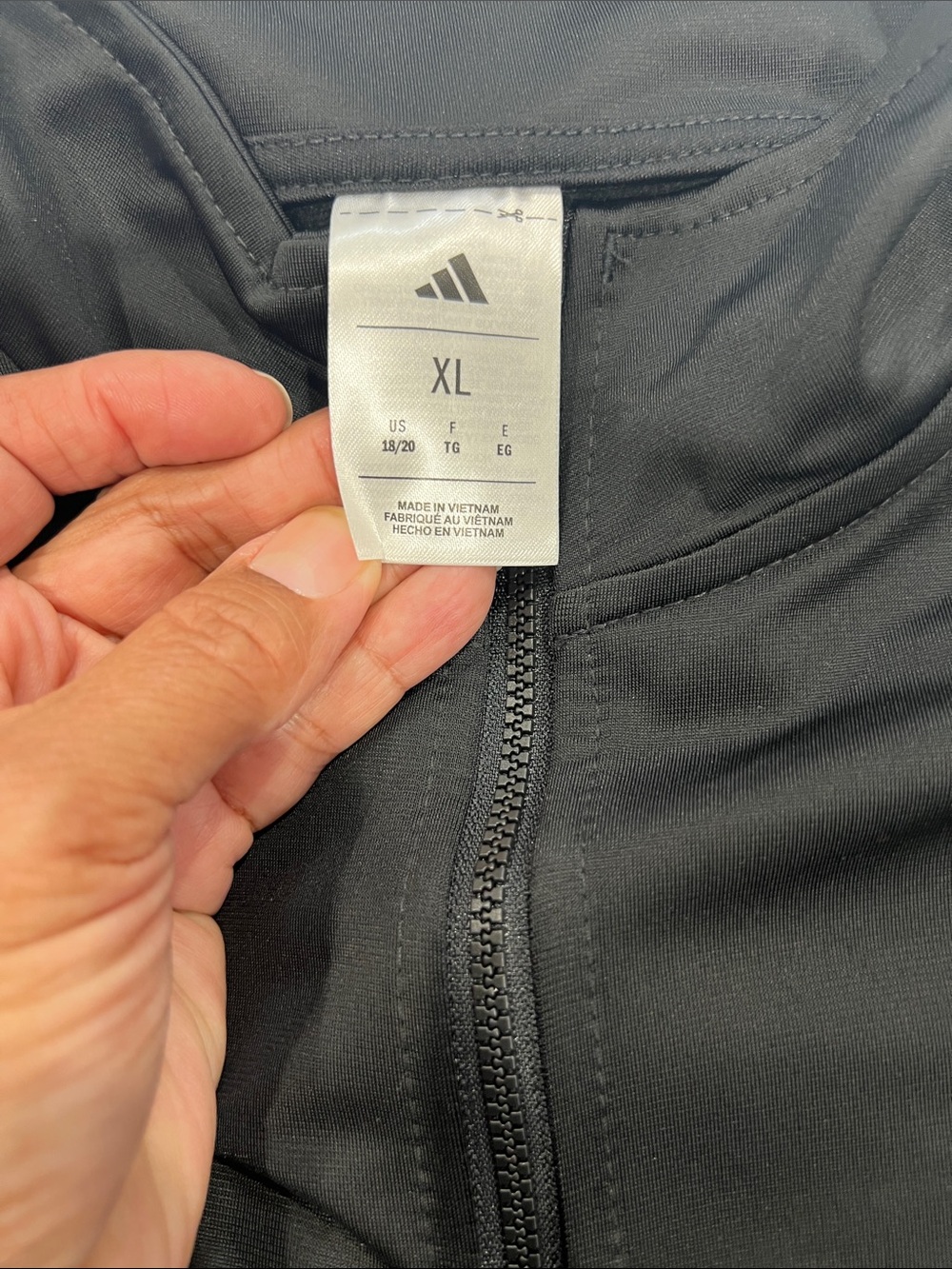 adidas Black Track Jacket with White Stripe Accents